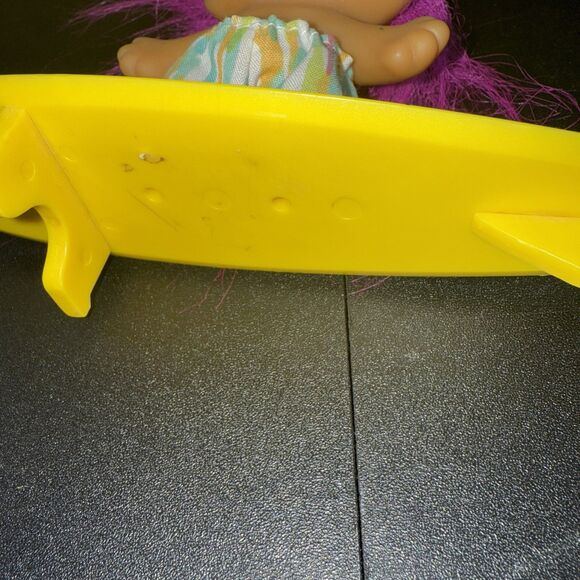 Russ Troll Doll Surfer With Pink Hair Shorts And Yellow Surf Board 3 inch - Picture 3 of 4